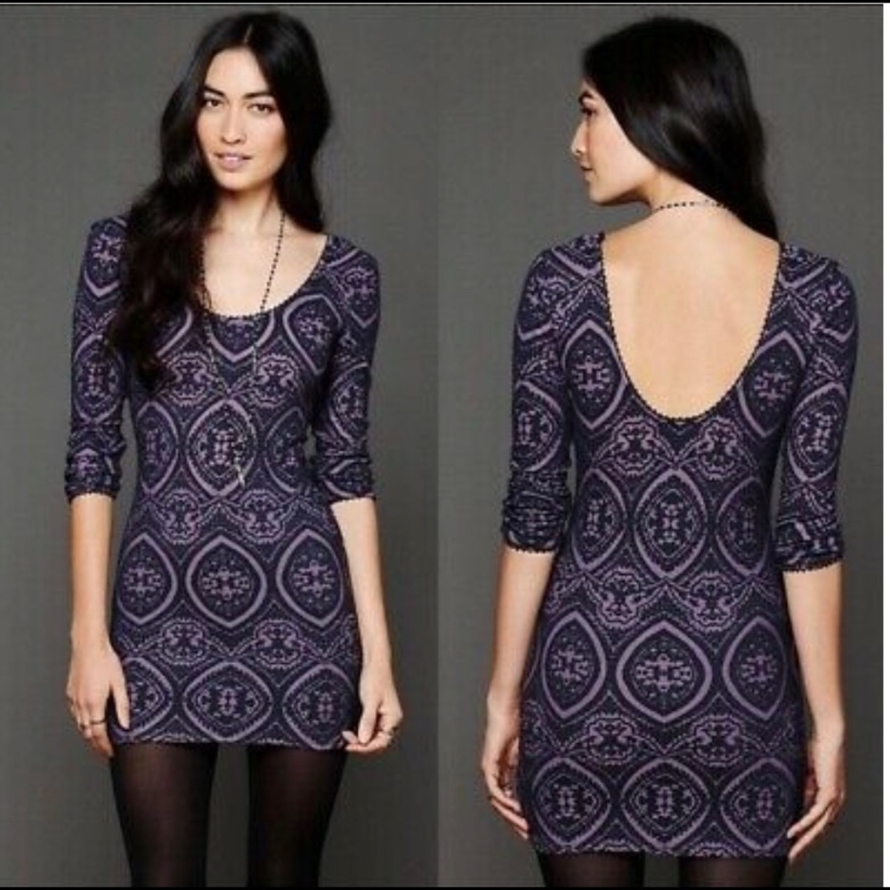 Free People Purple Mini Bodycon Dress